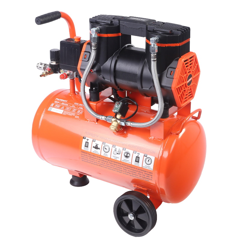 Компрессор поршневой Patriot KDS 280 F24 526302424, безмасляный, 280 л/мин, 1,45 кВт, 8 бар, 24 л, 2800 об/мин, быстросъем + елочка 1/4 в Ярославле