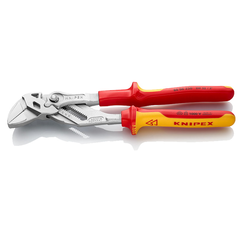 Клещи переставные-гаечный ключ Knipex KN-8606250SB, VDE, зев 52 мм, длина 250 мм, хром, двухкомпонентные диэлектрические ручки в Угличе