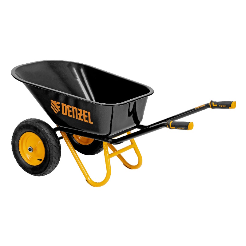 Тачка строительная Denzel 689365, усиленная, объем 120 л, 350 кг, двухколесная, колесо 16х4.00-8