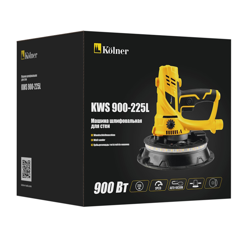 Машина шлифовальная для стен и потолков Kolner KWS 900-225L 4610264004025, 225мм, 900Вт (12 полотен, мешок 20л, оснатска) в Вологде