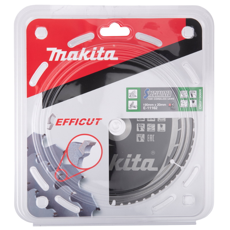 Пильный диск Makita EFFICUT E-11162, для дерева, 190x20x1.85/1.35x60T в Костроме