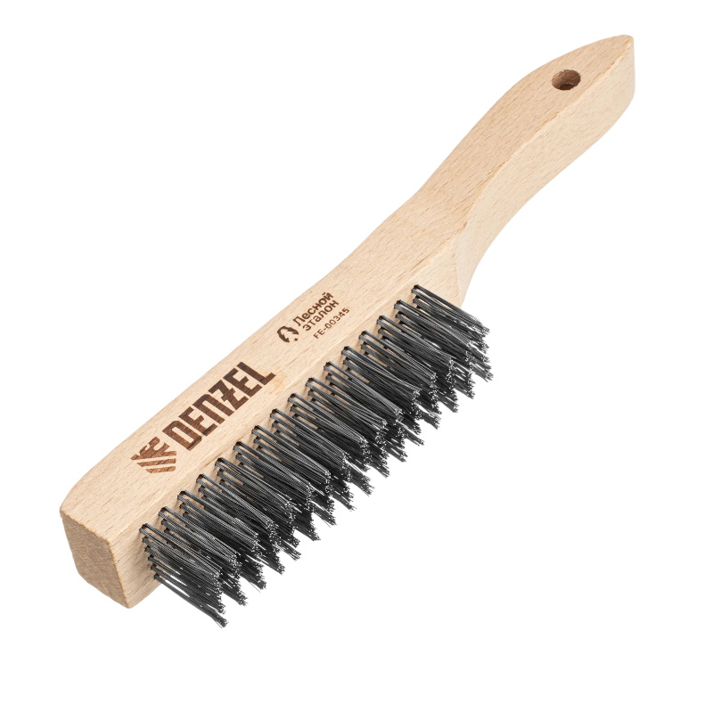 Щетка зачистная 6-и рядная Denzel 74846 прямая проволока из нержавеющей стали с деревянной ручкой EFP 290₽