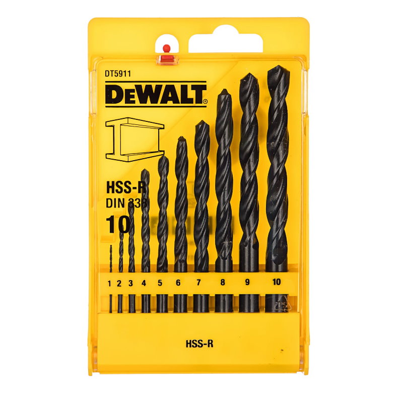 Набор сверл по металлу DeWalt DT5911-QZ, HSS-R, 1-10 мм, 10 штук в Твери