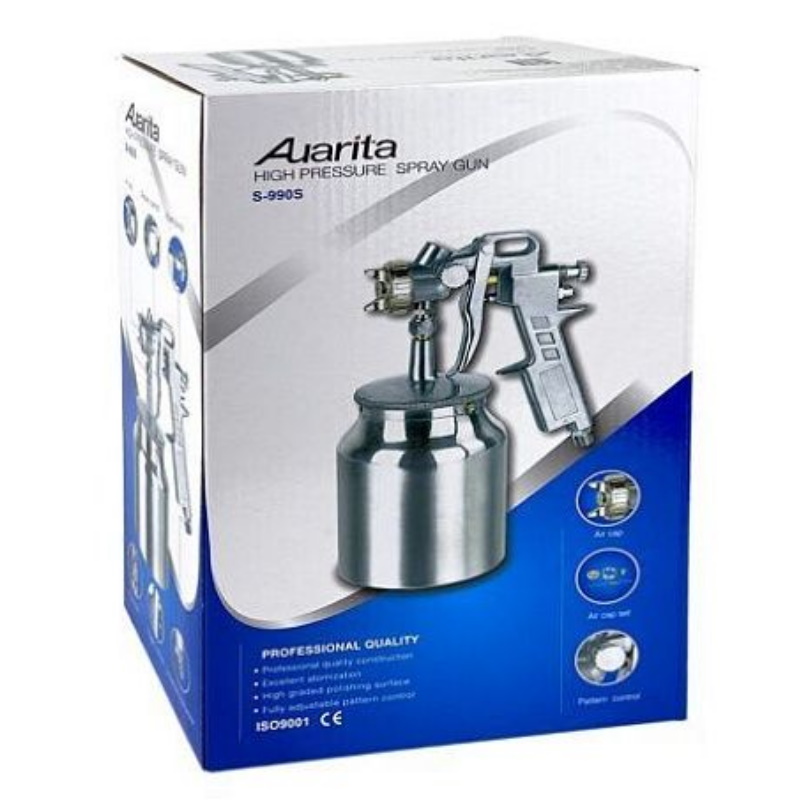 Краскопульт Auarita S-990S 39881, нижний бак, 1.5 mm, 140-170 л/мин, 3-5 бар, пятно 200 мм, 1.0 л  в Туле