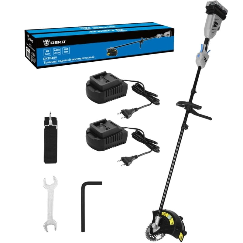 Триммер садовый аккумуляторный Deko DKTR40V PRO 065-1216, 2х4.0Ач, 2хЗУ в Переславле