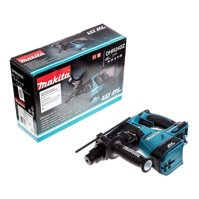 Аккумуляторный перфоратор SDS-Plus Makita DHR242Z (энергия удара 2,4 Дж, без аккумулятора, вес 3.3 кг, реверс)