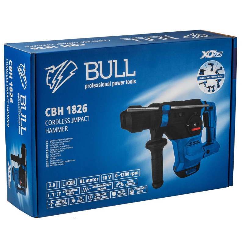 Аккумуляторный перфоратор Bull CBH 1826 Xcase XLTpro 1333735  в кейсе, с защитной муфтой в Череповце