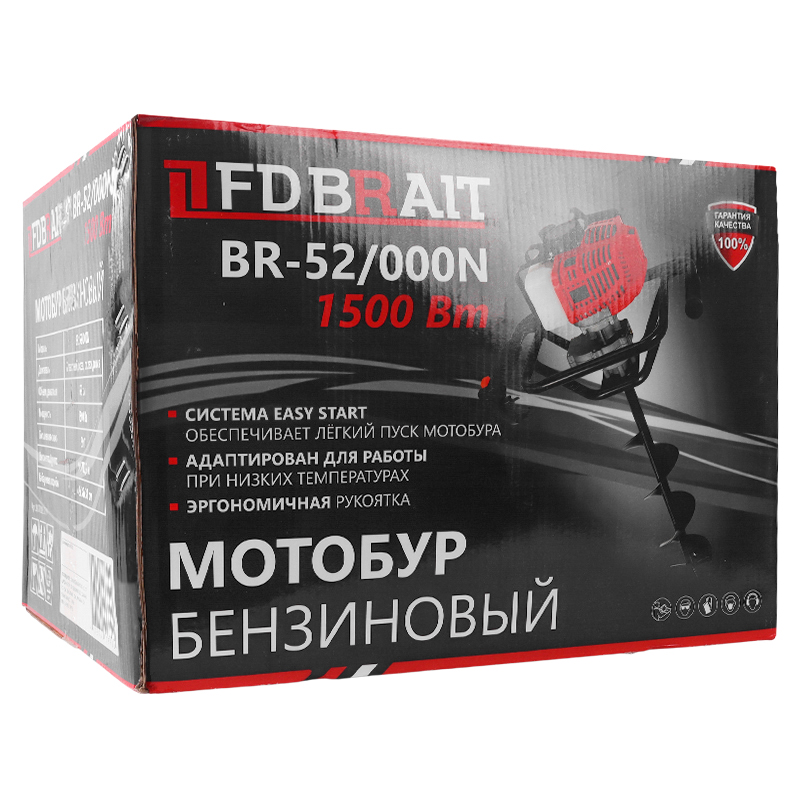Мотобур без шнека Brait BR-52/000N, D посадки = 20 мм, 52 куб. см, easy start  08.01.003.019 в Коврове