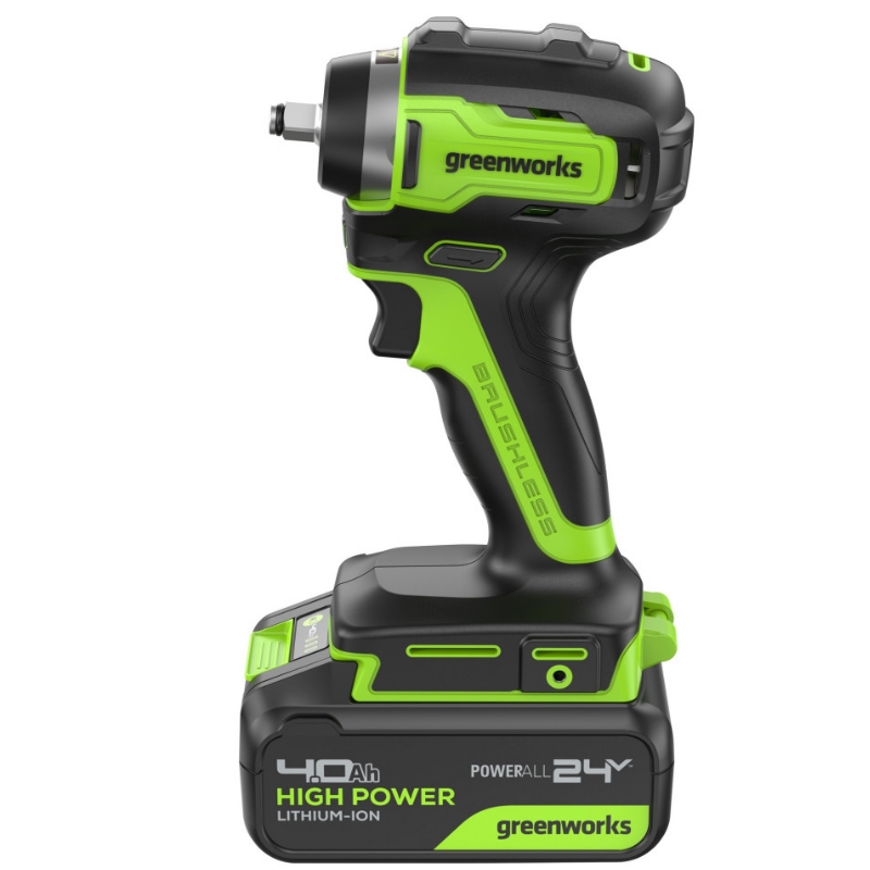 Гайковерт ударный аккумуляторный Greenworks G24IW200 24V 3803607CUB, б/щет, 3/8'', 200Нм, 1х4Ач,ЗУ,кор в Рыбинске