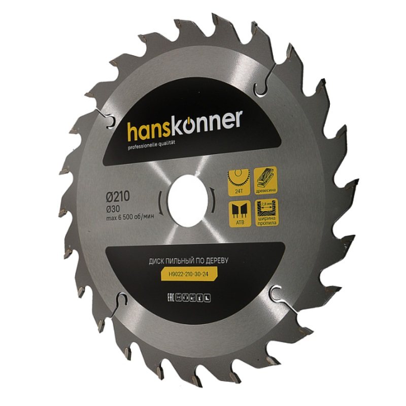 Пильный диск по дереву Hanskonner H9022-210-30-24 (210x30мм, 24 зубьев) в Муроме
