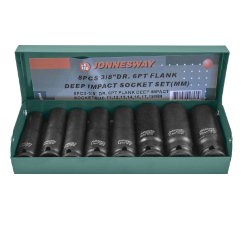 Набор головок торцевых Jonnesway S03AD3108S 048506, ударных, глубоких, 3/8"DR, 10-19 мм, 8 предметов в Рыбинске
