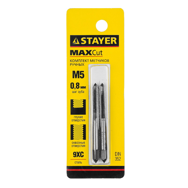 Комплект метчиков Stayer "MASTER" 28025-10-1.0-H2, сталь 9ХС, М10х1,0, 2 шт  в Вологде
