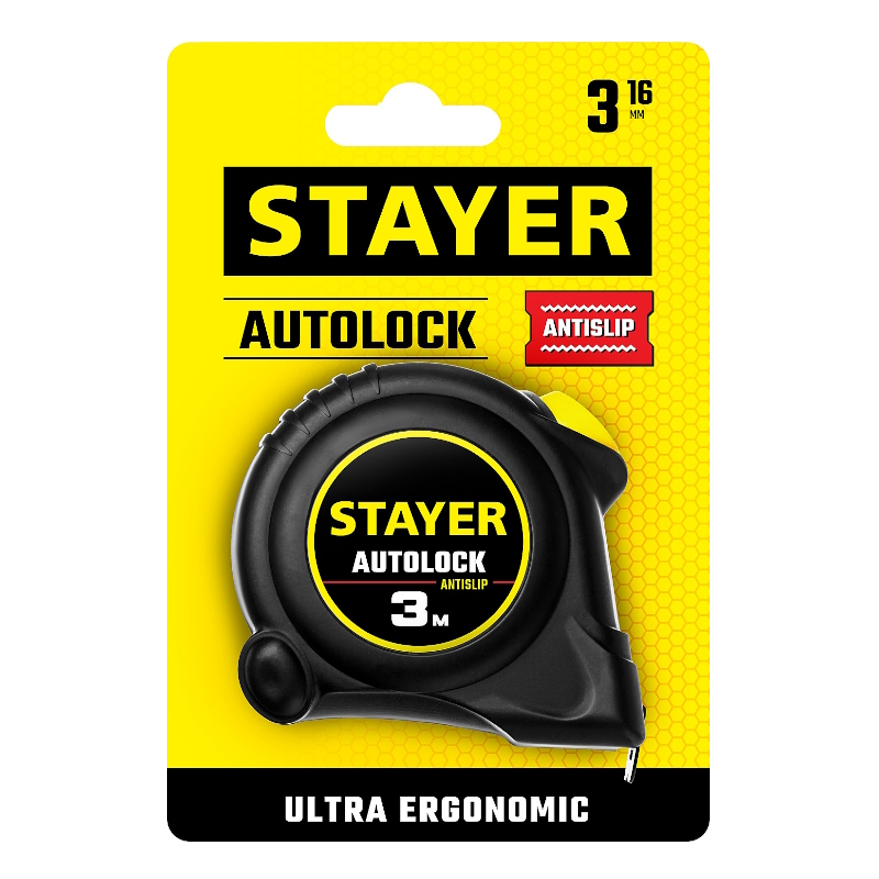 Рулетка Stayer "MASTER" "AUTOLOCK" 2-34126-03-16_z01, корпус с резиновым напылением, автостоп, 3мх16мм в Кинешме