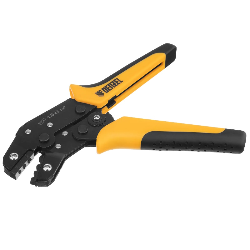 Клещи Denzel 17745 для обжима неизолированных наконечников НК и НВ, разъемов РП, 0,25 - 2,5 мм2 