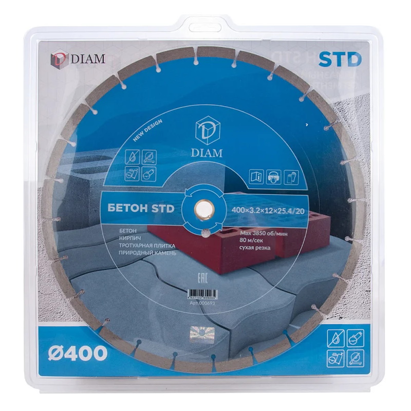 Отрезной круг Diam STD 000693 Бетон 400*3,2*12*25,4/20