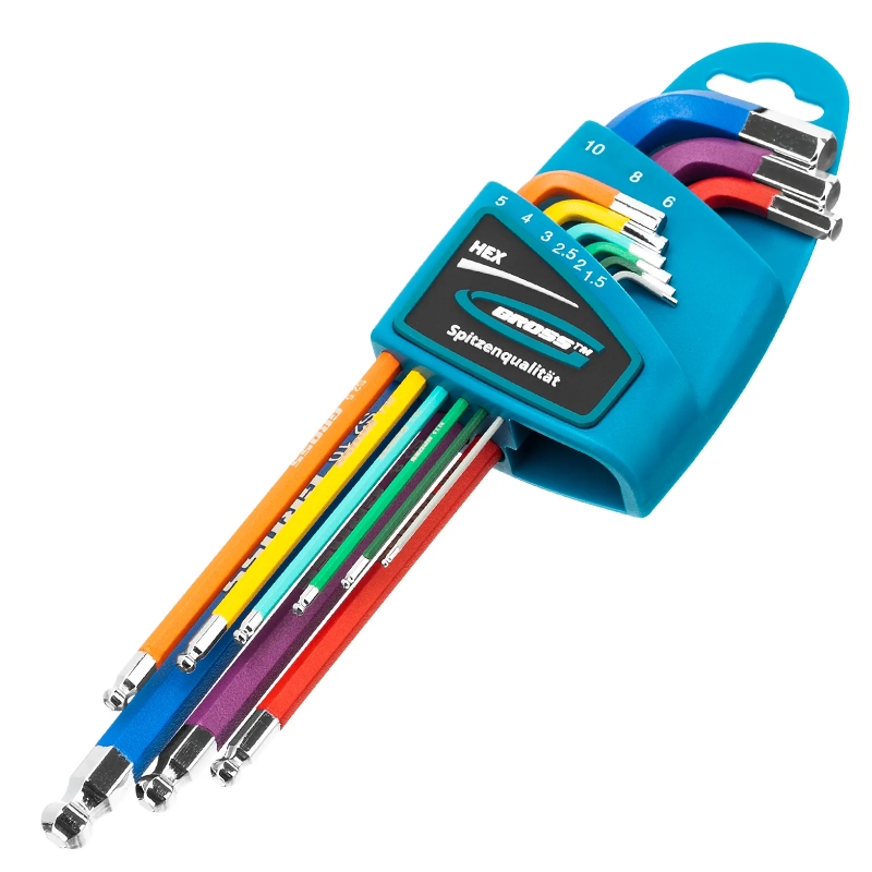 Набор ключей имбусовых HEX Gross 16400 1510 мм S2 9 шт магнит экстра-длин с шаром хромкраска 3294₽