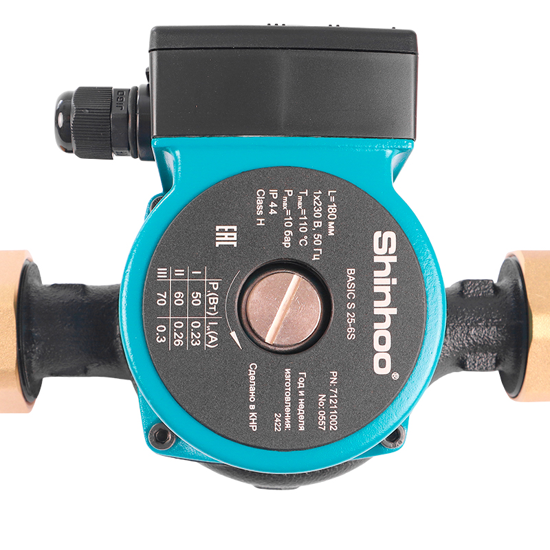Насос циркуляционный с гайками Shinhoo BASIC S 25-6S 180 71211002 (14.4 м³/ч, 70 вт, монтаж 1 1/2") в Коврове