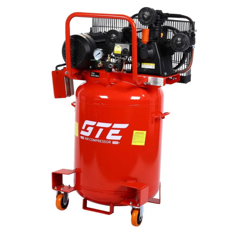 Компрессор вертикальный поршневой с ременным приводом GTE GTE-MR4B150400A, 380В, ресивером 150л, 400л/мин в Твери