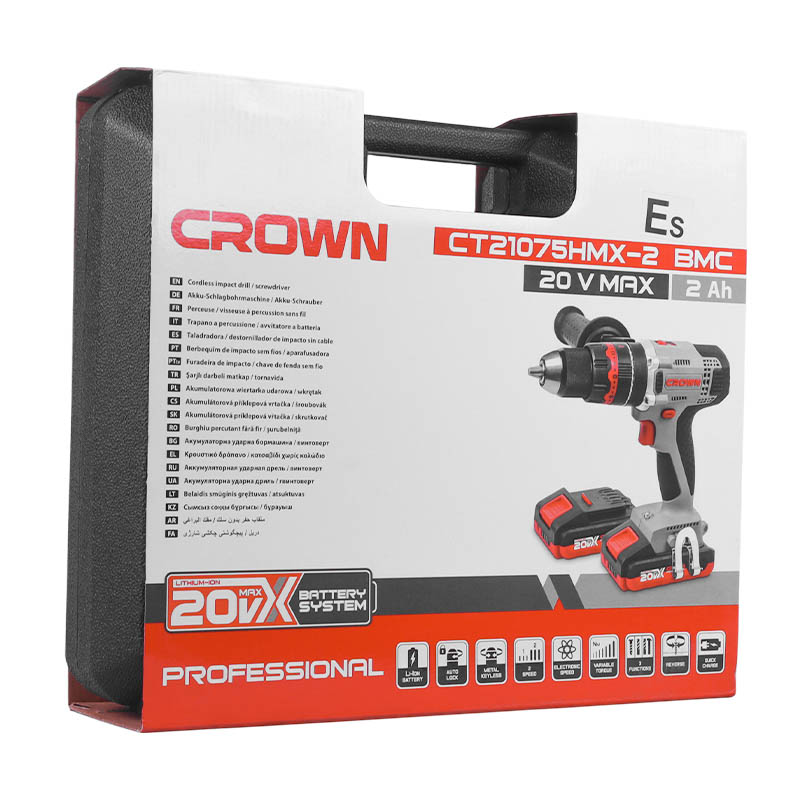 Аккумуляторная ударная дрель-шуруповерт Crown CT21075HMX-2 BMC в Коврове