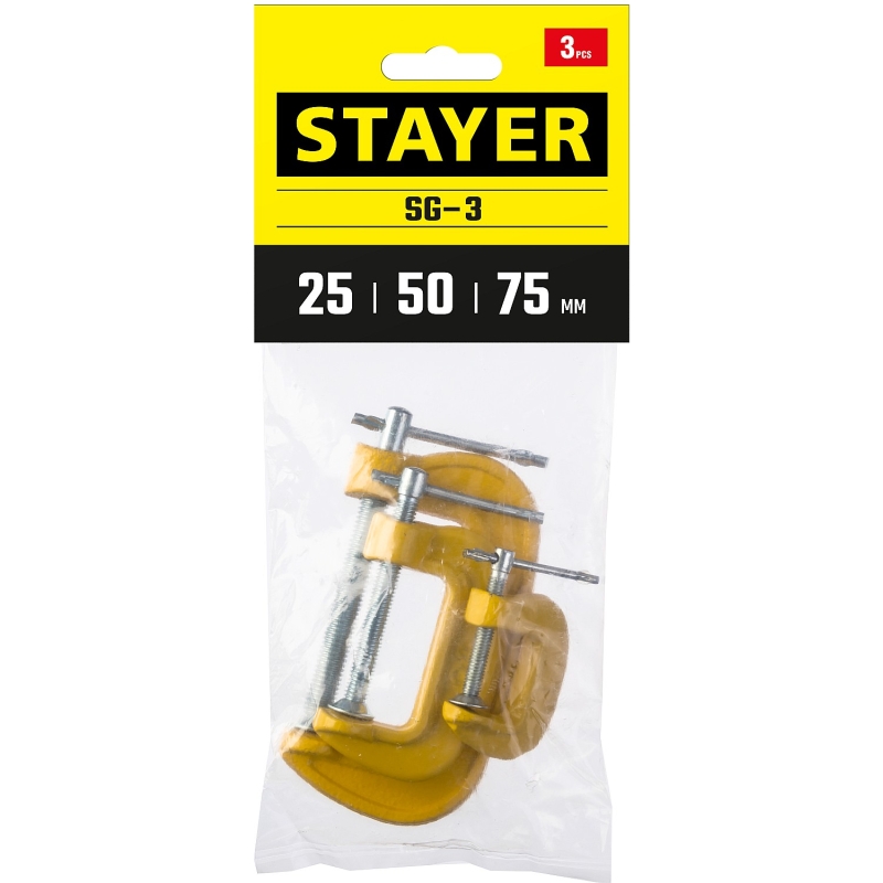 Набор чугунных струбцин Stayer SG-3 G, 3212-H3 (25-50-75 мм, 3 шт) в Угличе