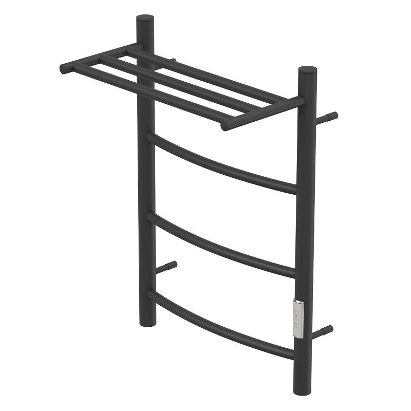 Полотенцесушитель электрический Point PN04846PB П3, Афина, 400x600, с полкой, диммер справа, черный в Александрове