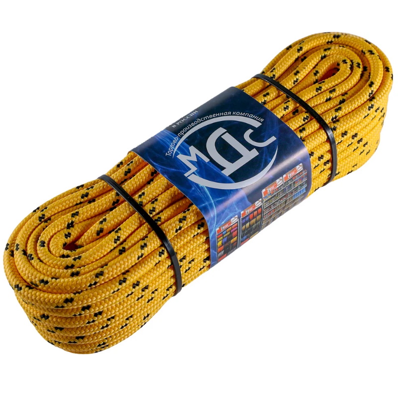 Шнур полипропиленовый плетёный МДС 00-00000092, 8 мм, 24-х прядный, 20 м