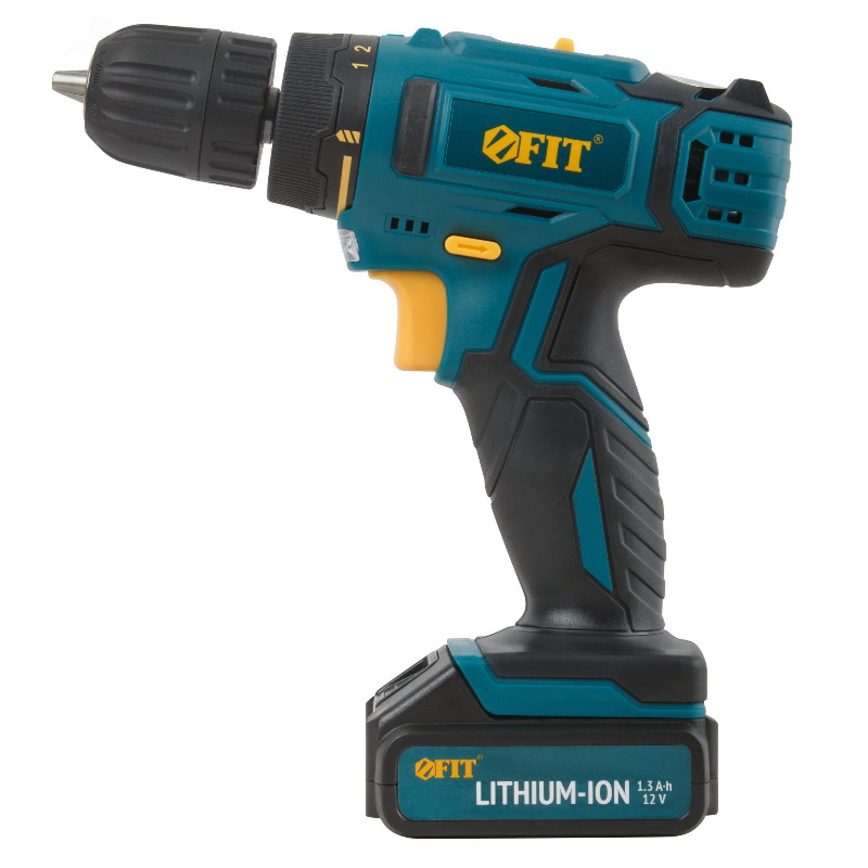 Дрель-Шуруповерт аккумуляторный Fit 80186, 12 В, 0-400/1450 об/мин, 19 Нм, 1, Li-Ion, 1,3 Ач, 1,5 ч., рез. накл. в Ярославле