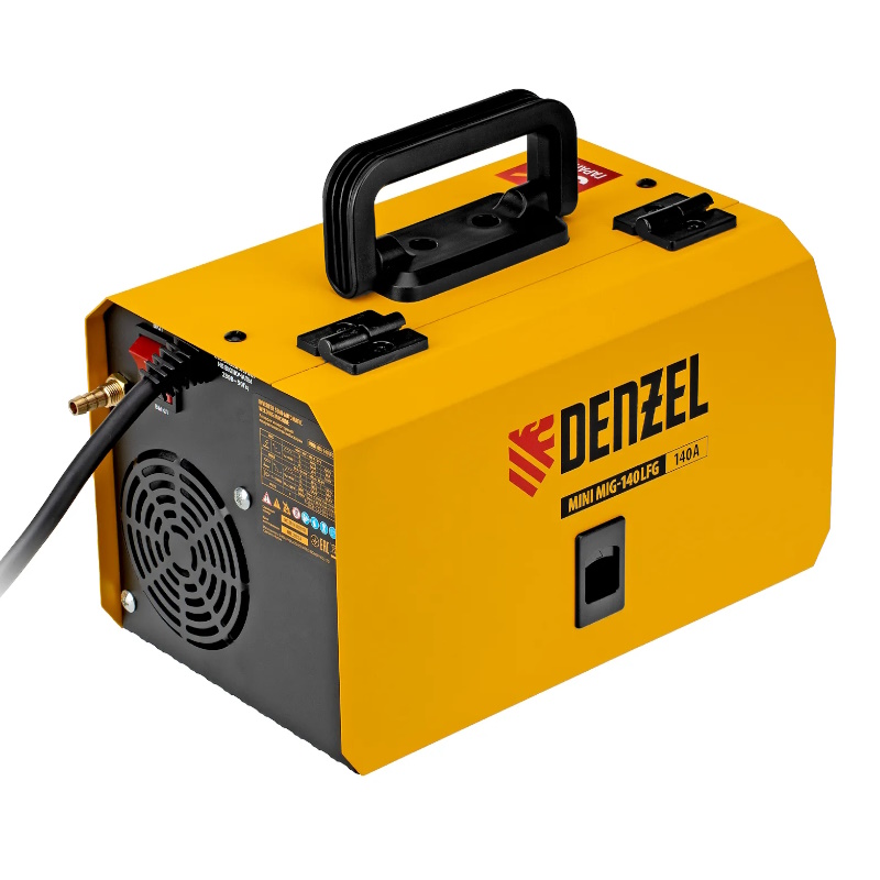 Аппарат инверторный полуавтоматической сварки Denzel MIG-140LFG Mini 94305, 140 А, ПВ 60%   в Череповце