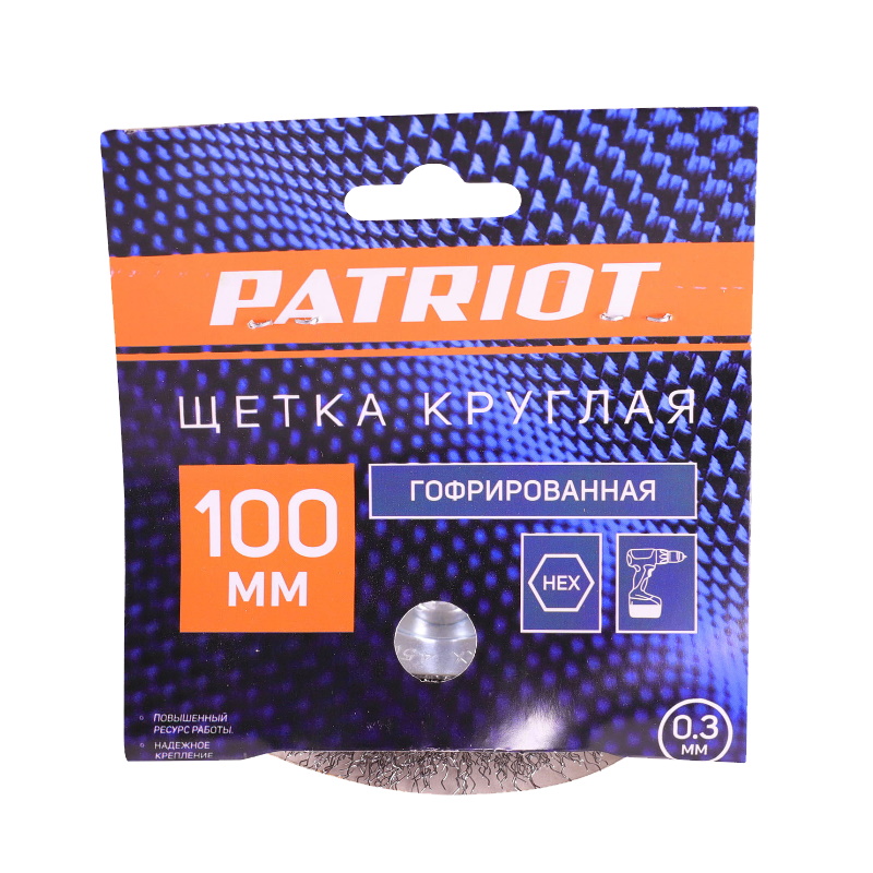 Щетка круглая для дрели Patriot 813010025, 100 мм, НЕХ в Иваново