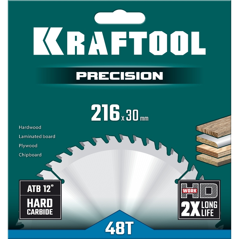 Пильный диск по дереву Kraftool Precision 36952-216-30, 216 х 30 мм, 48Т в Туле