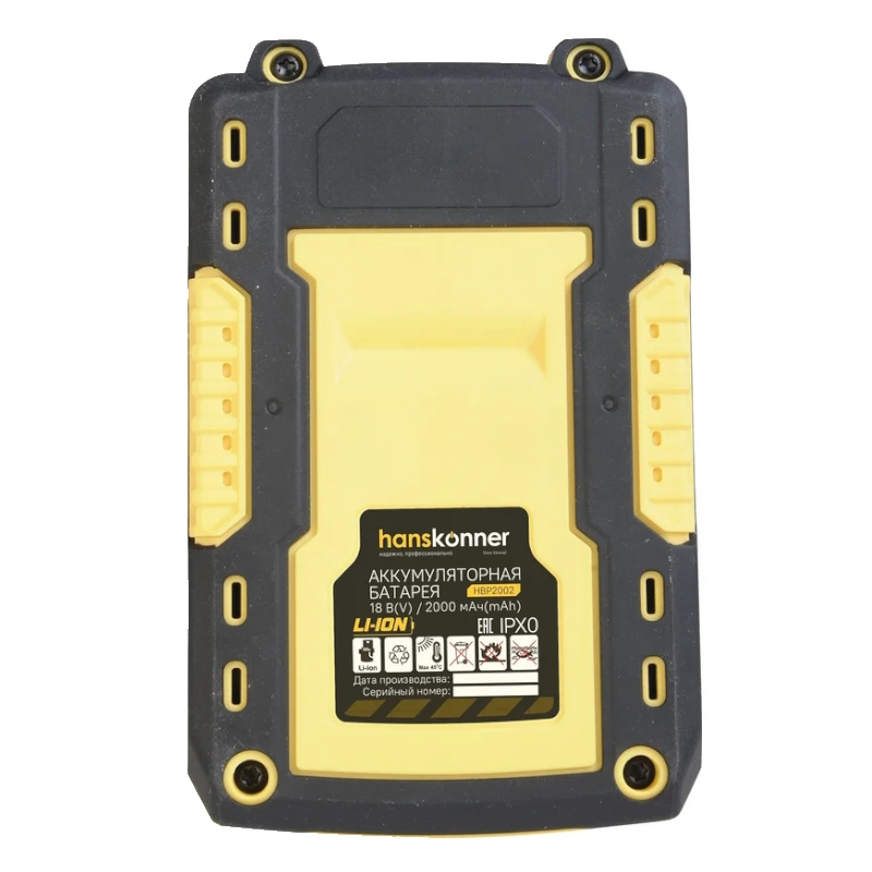 Аккумулятор Hanskonner HBP2002, 18 В, 1BatterySystem, 2.0 Ач, USB-разъем в Коврове