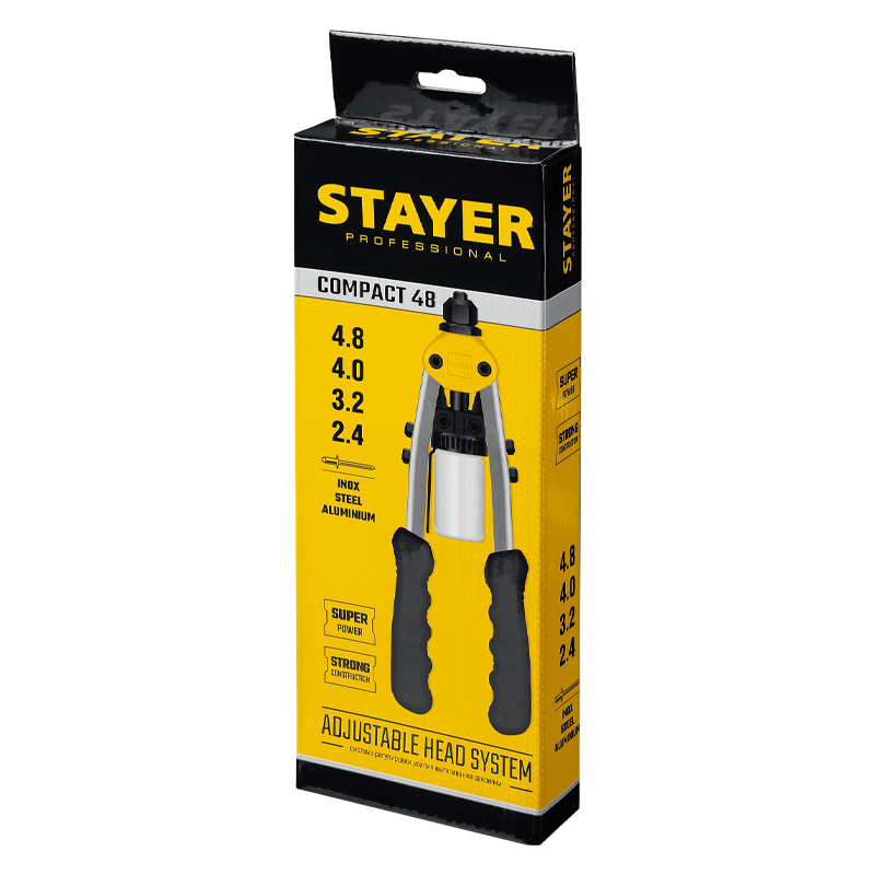 Заклепочник Stayer Compact-48, Professional 3116_z01 (компактный, двуручный, 2.4-4.8 мм, 240 мм)