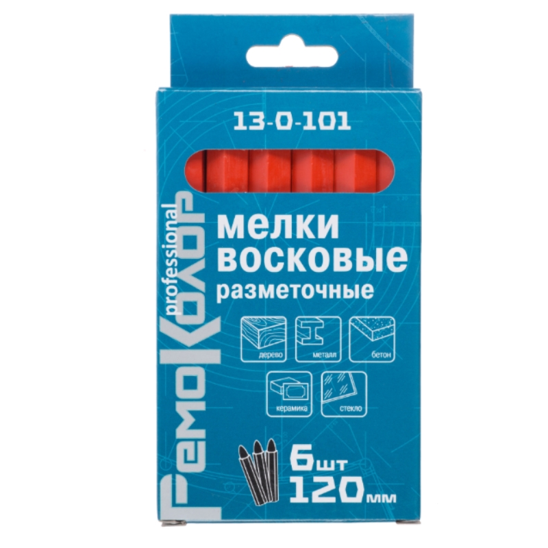 Мелки разметочные восковые РемоКолор professional 13-0-101, красные, 120 мм, 6 шт. в Рыбинске