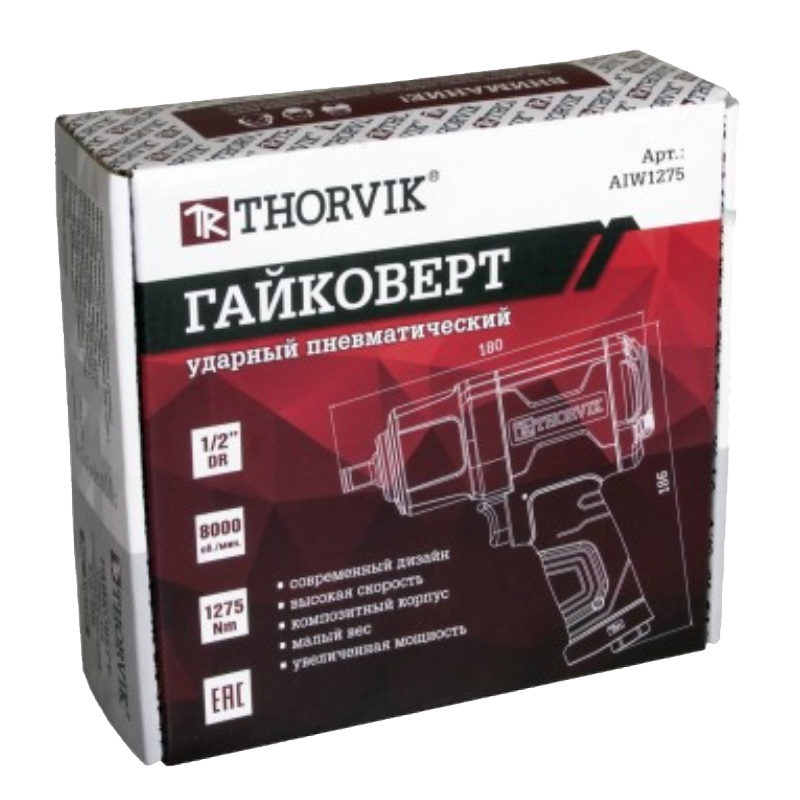 Гайковерт ударный пневматический Thorvik AIW1275 053819, 1/2