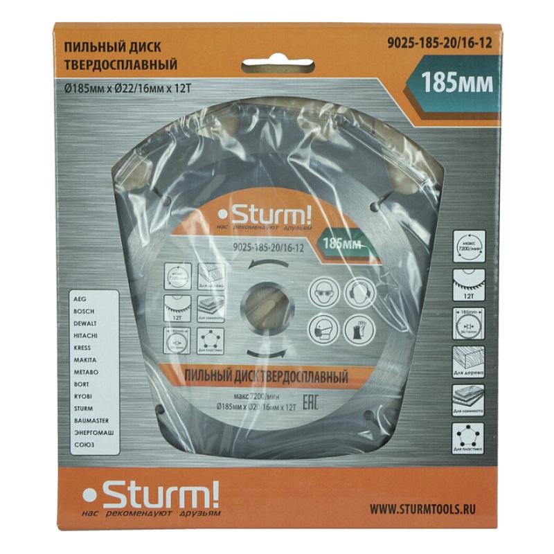Диск пильный Sturm 9025-185-20/16-12 в Череповце