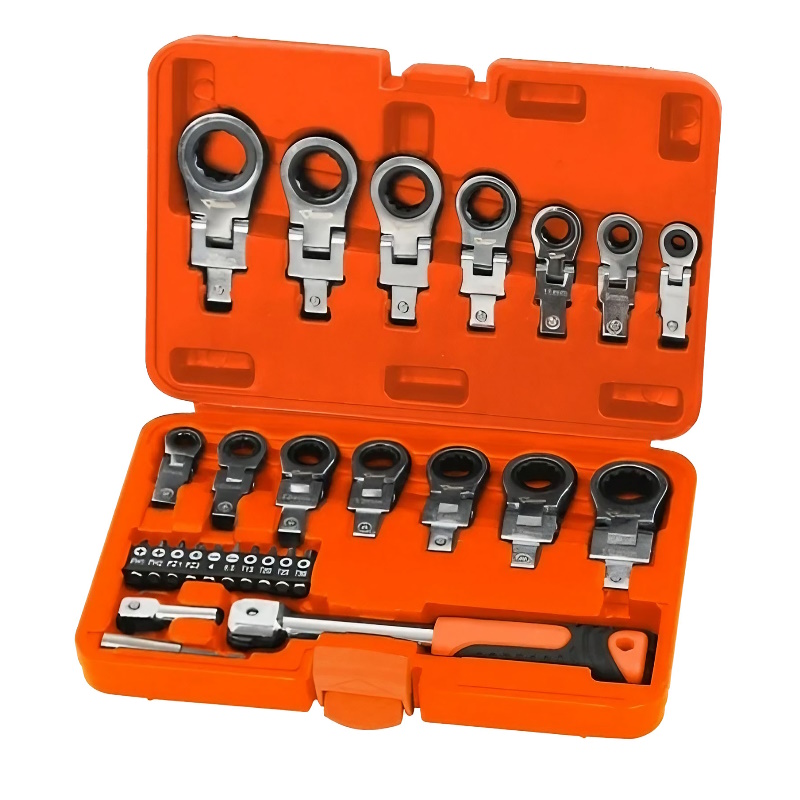 Набор шарнирных насадок накидных и бит с рукояткой Maxpiler MXTF-27-SET, 27 шт., 2 адаптера, кейс в Рыбинске