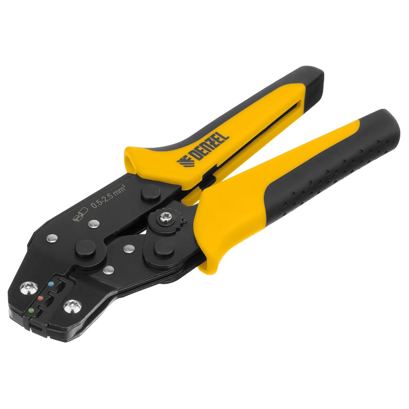 Клещи для обжима Denzel 17747 (для изолированных наконечников НКИ и НВИ, разъемов РПИ, гильз ГСИ, 0,5 - 2,5 мм2)