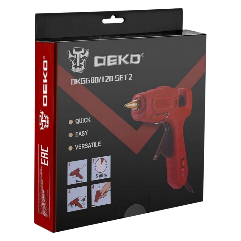 Термопистолет клеевой Deko DKGG120 SET2 063-4976 (120ВТ, c набором стержней 11 мм, 10 шт.) в Угличе
