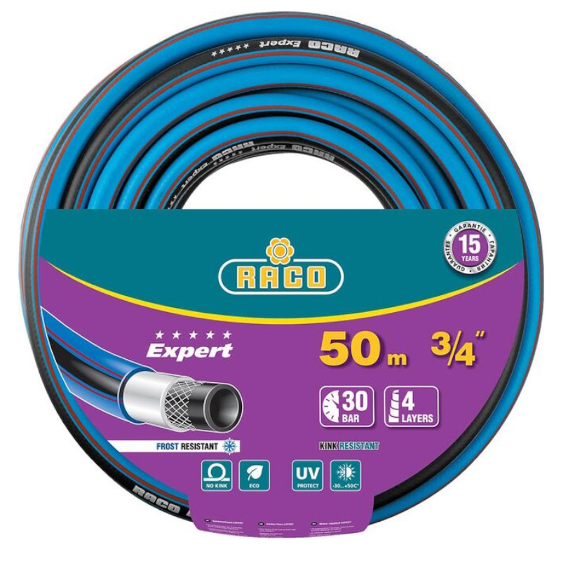 Шланг поливочный Raco EXPERT 40302-3/4-50_z01 , 30 атм, армированный, 4-х слойный, 3/4"x50м  в Рыбинске