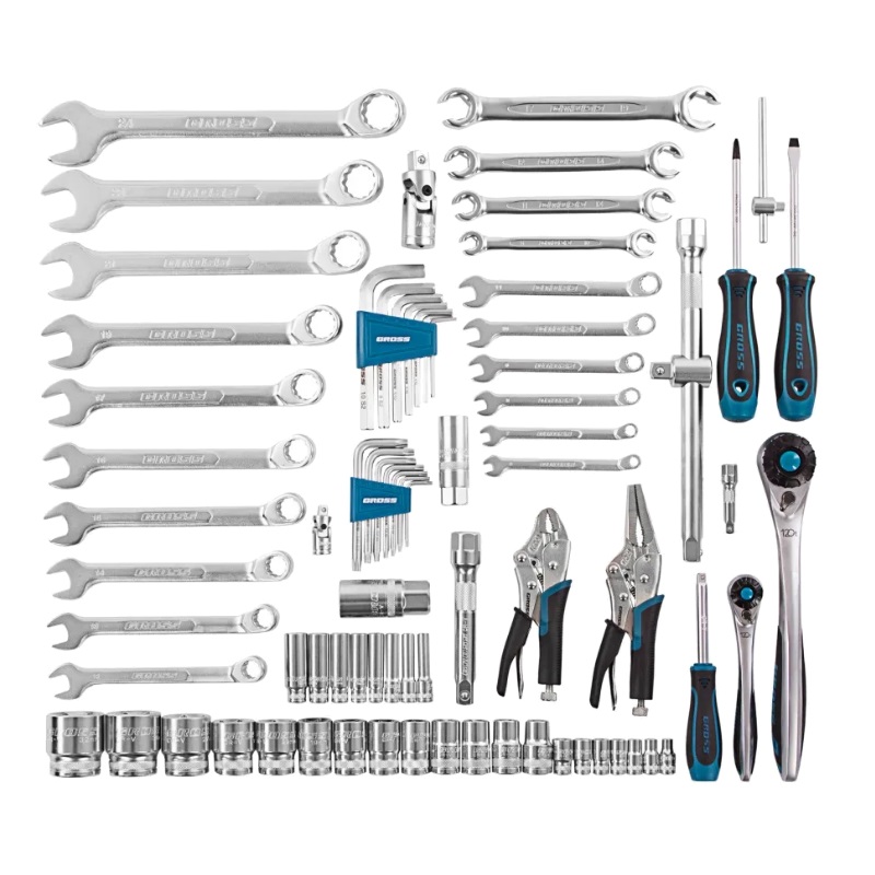 Набор инструментов Gross 14148, 1/4", 1/2", CrV, 120 зубьев, 78 предметов, кейс