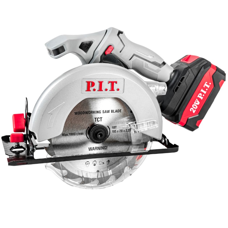 Пила циркулярная аккумуляторная P.I.T. PKS20H-165A/1, 20В, диск 165мм, пропил 52мм, 4300об/мин, 1акб4Ач, ЗУ