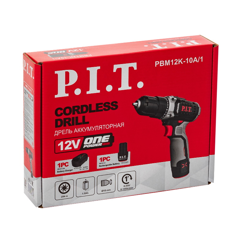 Дрель аккумуляторная PIT PBM12K-10A1 X-DRIVER 12В 22Нм 2 скорости 0-3501350 1х20Ач ЗУ