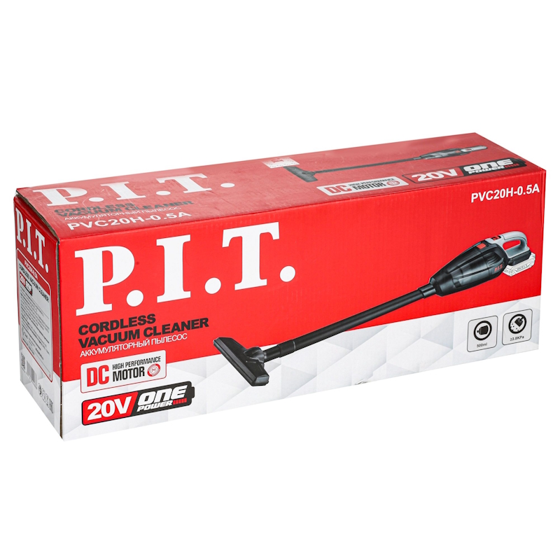 Пылесос аккумуляторный PIT PVC20H-05A SOLO 20В пылесборник 05л 12 ммин 3 насадки удл патрубок