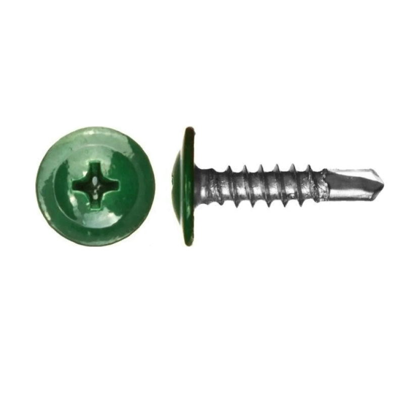 Саморез Starfix SMP1-40883-150, 4.2х16 мм, с прессшайбой, цинк, со сверлом, RAL 6002, 150 шт. в пластиковом контейнере в Муроме