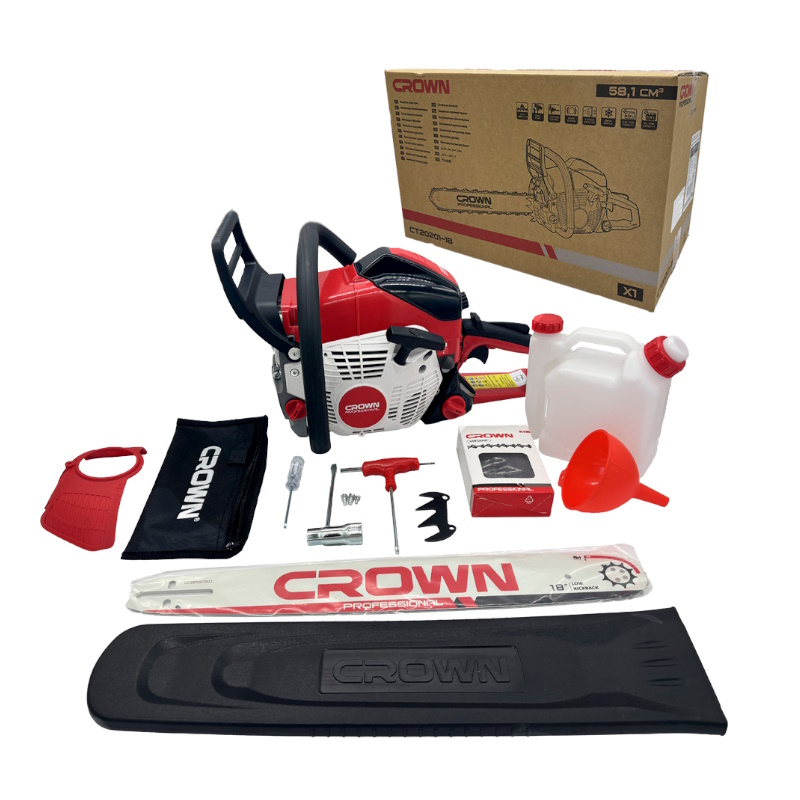 Пила цепная бензиновая Crown CT20201-18, 58 см3, шина 18”, цепь 0.325''-0.058''/1,5 мм, 72 зв, AVS в Муроме