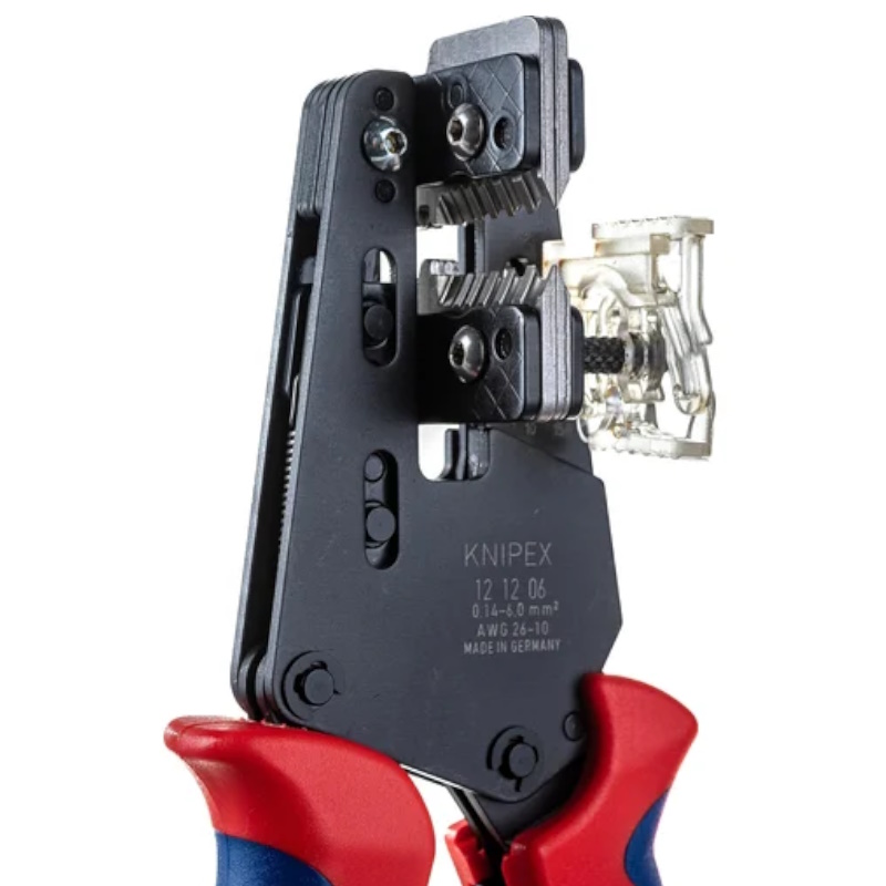 Стриппер прецизионный со сменными фасонными ножами Knipex KN-121206, 0.14-0.25/0.75/1.5/2.5/4/6 мм², длина 195 мм в Угличе
