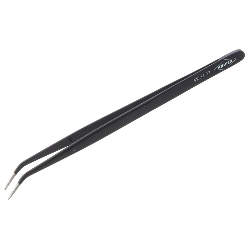 Пинцет захватный Knipex KN-923437 прецизионный со штифтом, тонкие зазубренные губки 45°, 155 мм, пружинная сталь во Владимире