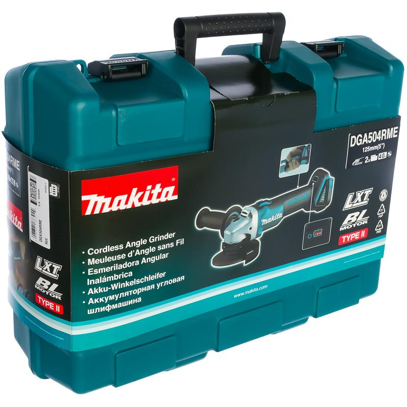 Угловая шлифмашина (болгарка) аккумуляторная Makita DGA504RME, 125 мм, 18 В, плавный пуск, в кейсе