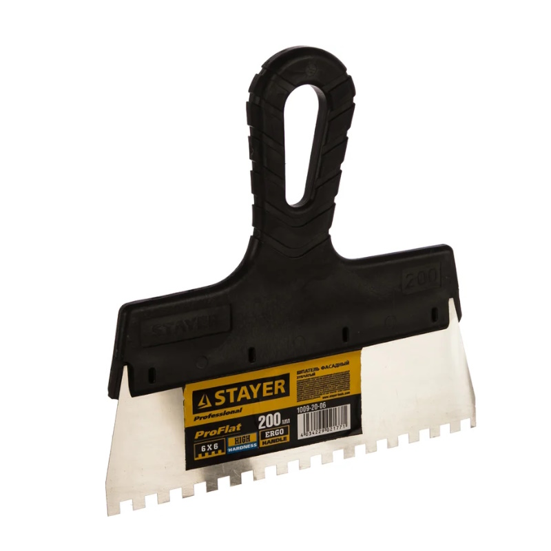 Шпатель Stayer Professional 1009-20-06 (зубчатый с пластмассовой ручкой, 200мм) в Череповце
