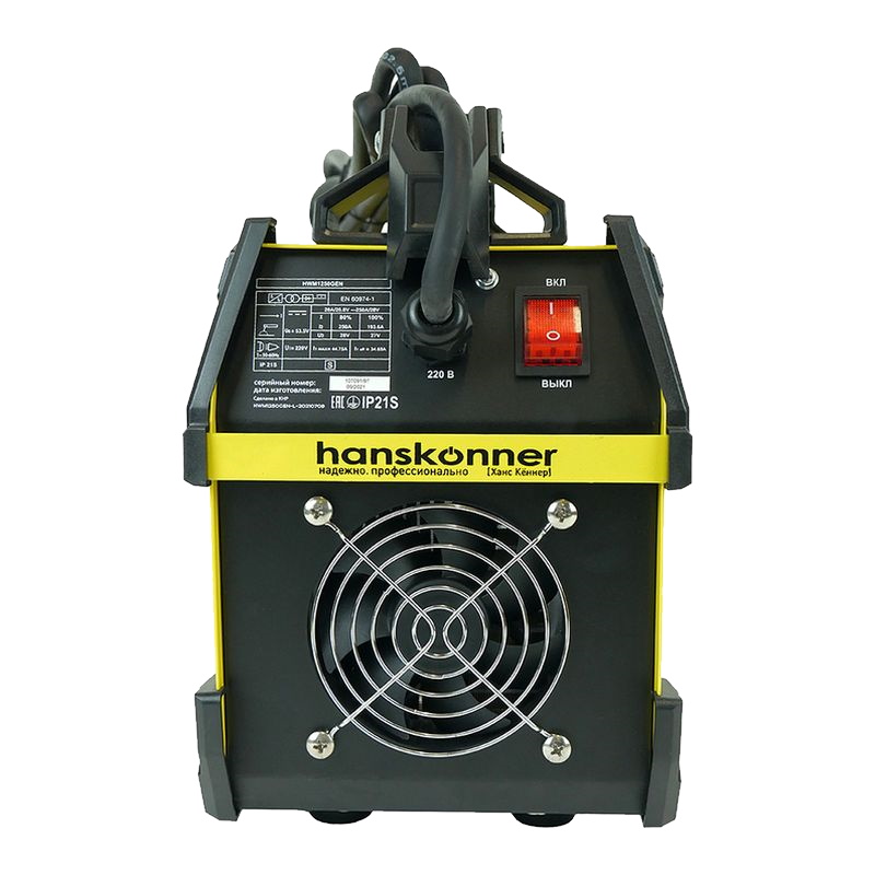 Сварочный инвертор Hanskonner HWM1250GEN (20-250А, ПВ-80%, напряжение 160-250В, работа от генератора)